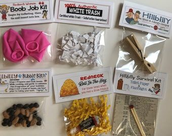 White Trash Party, Trash Party, Birthday Jokes, Silly Gifts, Gag Gifts Christmas, Joke Gifts, Birthday Goodie Bags, Gag Gifts Funny, White Elephant