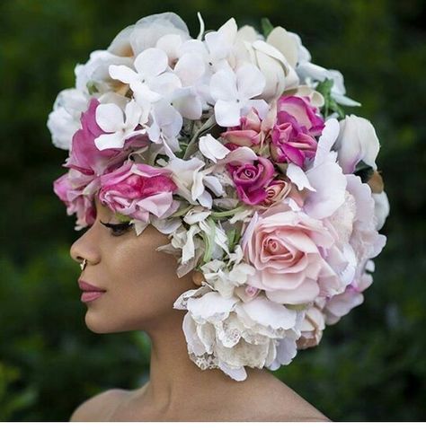 Flower wig/afro/cap photoshoot Inspo Floral Headdress, Flower Headdress, Nature Photoshoot, Flower Headpiece, Nature Girl, Full Lace Wig, Wigs For Black Women, Fashion Photoshoot, Lace Frontal Wig