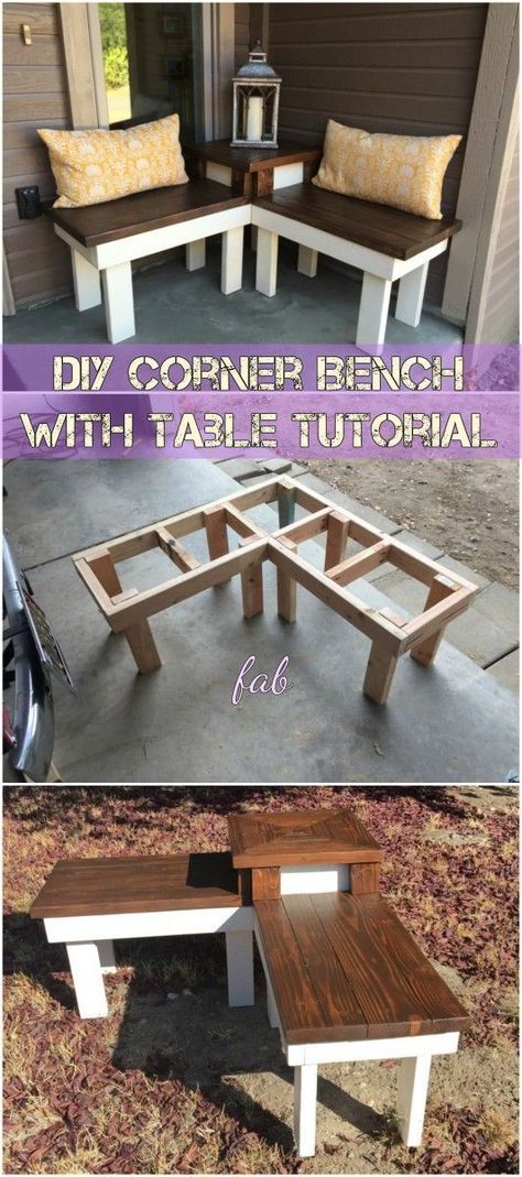 DIY Corner Bench with Table Tutorial Bench Seating Diy, Corner Bench Table, Diy Corner Bench, Bench With Table, Kitchen Corner Bench, Balcony Garden Diy, Diy Bench Seat, Corner Bench Seating, Diy Bank