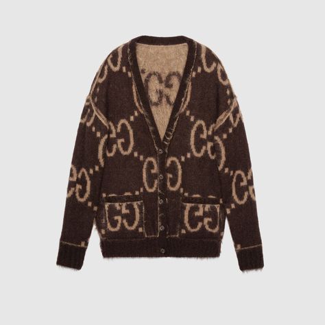 Shop the Reversible GG Mohair Wool Cardigan In Beige & Brown at GUCCI.COM. Enjoy Free Shipping, Returns & Complimentary Gift Wrapping. Gucci Cardigan, 90s Runway Fashion, Mohair Cardigan, Classy Casual Outfits, Classy Casual, Mohair Wool, Cardigan Fashion, Beige Brown, Sheer Sleeves