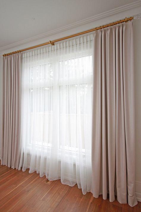 Sheer Curtains, French Pleated Voile Drapery “Hudson”, Sheer Curtains Panels, Custom Sheer Panels, Voile Curtains, Window treatments #WindowTreatment #PleatedSheers #SheerDraperyPanels #SheerCurtains #PleatedSheer #SheerPanels #CustomSheerCurtain #FrenchPleatedSheer #DraperySheers #CustomSheer Curtains With Sheer In The Middle, Classic Curtains French, French Pleat Curtains, Sheer Curtains Bedroom, Drapery Hooks, Curtains Sheer, Bay Window Curtains, French Pleat, Voile Panels