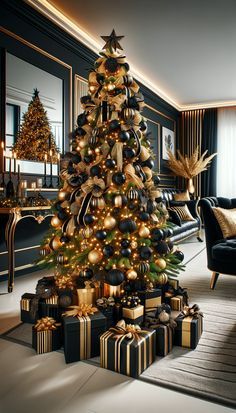 #BEAUTY ,#REALATIONSHIPS #Fashion #Outfits #SUMMER Outfits #Animals Elegant Christmas Tree Decorating Ideas, Black Christmas Decorations, Elegant Christmas Tree Decorations, Black Gold Christmas, Christmas Tree Decorating Ideas, Tree Decorating Ideas, Gold Christmas Tree Decorations, Luxury Christmas Tree, Christmas Tree Decorating