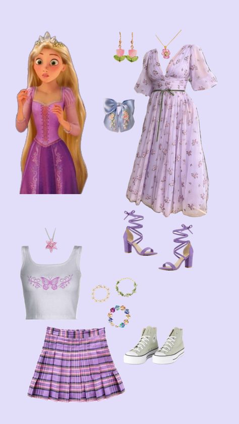 #rapunzel#outfit #clothes#aesthetic Rapunzel Halloween Costume, Pocahontas Outfit, Rapunzel Outfit, Rapunzel Cosplay, Disney Princess Outfits, Disney Inspired Fashion, Princess Rapunzel, Disney Inspired Outfits, Modern Disney