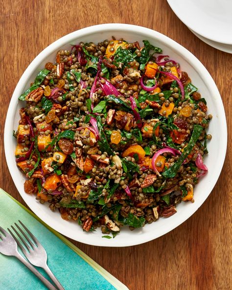 Best Lentil Recipes, French Green Lentils, Friendsgiving Food, Vegetarian Thanksgiving, Vegetarian Sides, Vegetarian Side Dishes, Dinner On A Budget, Vegan Side Dishes, Autumn Salad