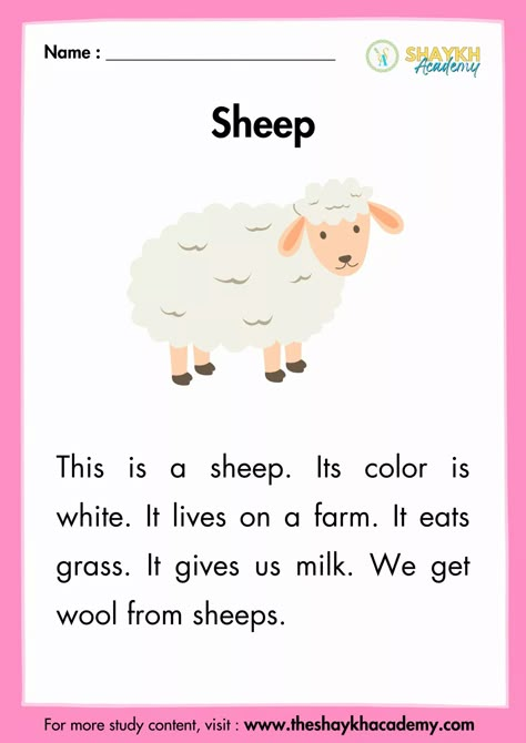 Beginner Level - Comprehension Passages Sheep For Kids, Phonics Reading Activities, Phonics Reading Passages, Reading Comprehension For Kids, Phonics For Kids, Expand Your Vocabulary, English Stories For Kids, Reading Comprehension Lessons, Preschool Reading