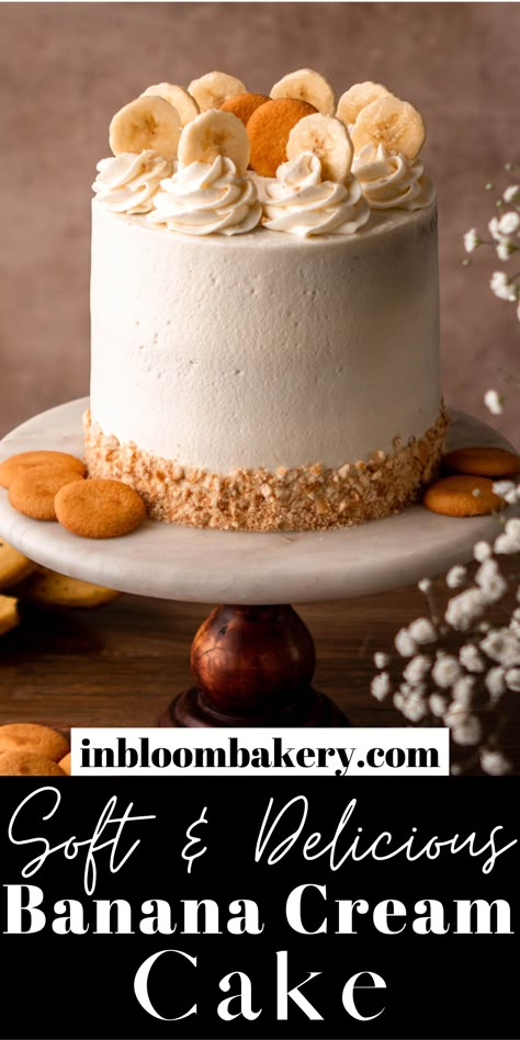 Banana Whipped Cream Cake, Banana Birthday Cake Recipe, Banana Creme Cake, Banana Cake With Banana Frosting, Banana Mousse Cake, Vanilla Banana Cake, Banana Wedding Cake, Coconut Banana Cake, Layered Banana Cake