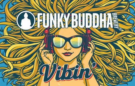 Craft Beer Branding by Ebbing Branding & Design Funky Buddha Brewery Vibin' Groovable Lager can and can carrier box design and artwork. Beer Ideas, Craft Beer Brands, Beer Branding, Funky Buddha, Design Label, Beer Brands, Can Design, Package Design, Label Design