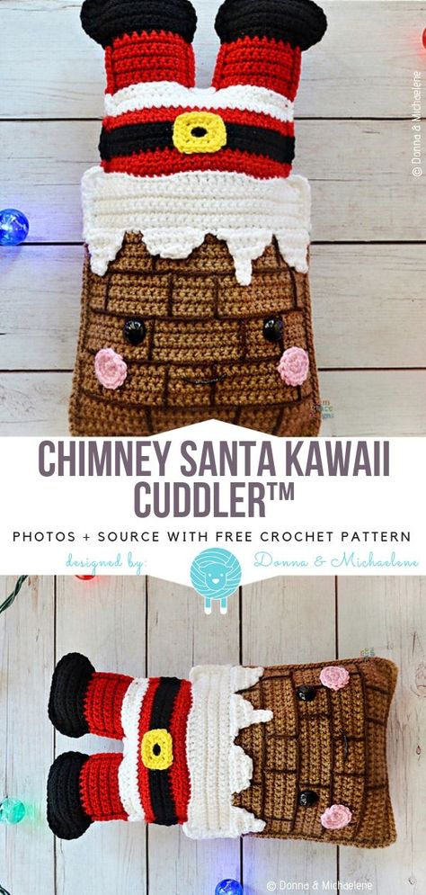 Chimney Santa Kawaii Cuddler™ Free Crochet Pattern Crochet Christmas Decorations Free, Holiday Crochet Patterns, Amigurumi Christmas, Toys Ideas, Easy Crochet Projects, Kawaii Crochet, Holiday Crochet, Christmas Crochet Patterns, Big Belly