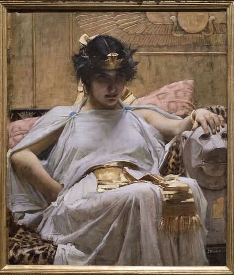 John William Waterhouse Cleopatra, Historical Mystery Books, John Amos, Feminine Urge, John William Waterhouse, Julius Caesar, Custom Canvas, Modern Frames, Hanging Art