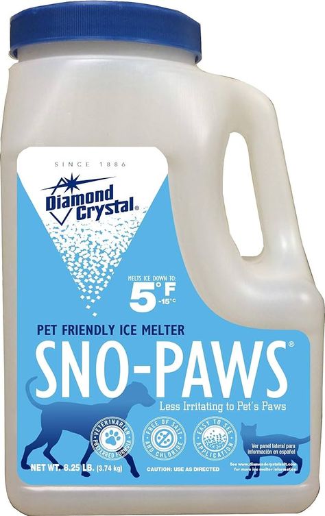 Amazon.com : Diamond Crystal SNO-Paws Snow and Ice Melter - Calcium Chloride & Salt-Free Pet Safe Ice Melter with Blue Tint - Melts Ice Down to 5 Degrees : Patio, Lawn & Garden Diamond Crystal Salt, Ice Melter, Calcium Chloride, Salt Free, Ice Melting, Pet Paws, Snow And Ice, Pet Safe, Diamond Crystal