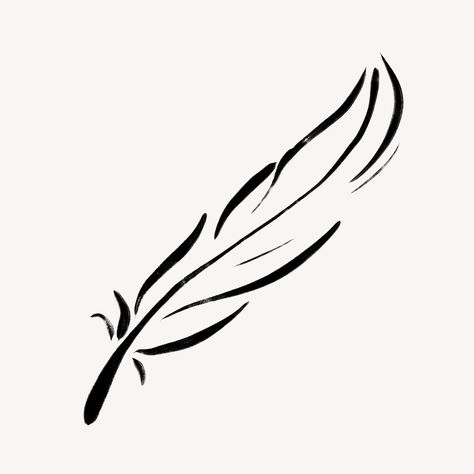 Feather clipart, drawing illustration, black and white design | free image by rawpixel.com / ton Feather Simple Drawing, One Line Feather Tattoo, Feather Illustration Design, Feather Graphic Design, Feather Outline Tattoo, Feather Line Drawing, Simple Feather Drawing, Feather Pen Drawing, Feather Line Art