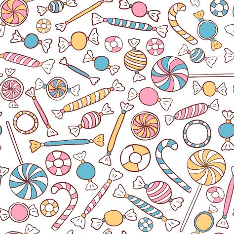 Candies seamless pattern hand drawn. swe... | Premium Vector #Freepik #vector #sweet-candy #dessert-pattern #candy #candy-pattern Candy Background, Candy Drawing, Candy Poster, Candy Theme, Candy Art, Bullet Journal Themes, Journal Themes, Doodle Designs, Bullet Journal Inspo