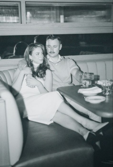 Diner Engagement Shoot, Ice Cream Engagement Photos, Film Engagement Shoot, Milkshake Engagement Pictures, Bar Themed Engagement Photos, Retro Diner Engagement Photos, Cocktail Lounge Engagement Photos, Classy Bar Engagement Photos, Vintage Bar Engagement Photos