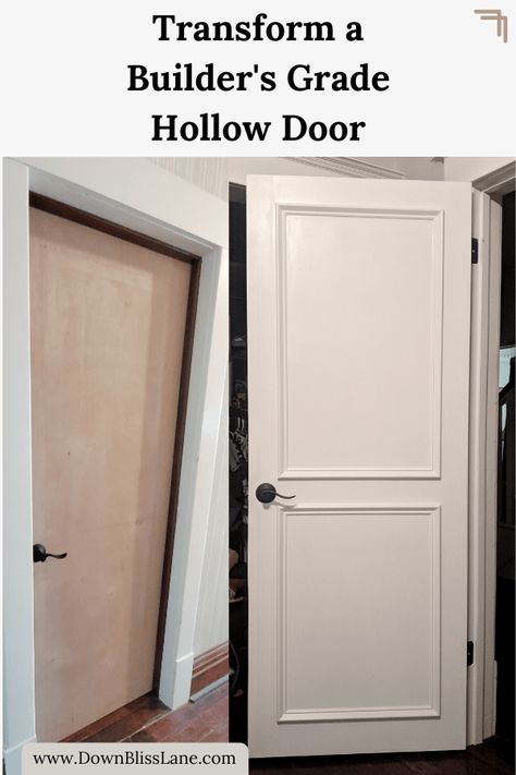 Stunning Hollow Door Upgrade for Less Than $20 - Down Bliss Lane Hollow Door Makeover, Interior Door Makeover, Hollow Core Door, Door Update, Mobile Home Doors, Diy Interior Doors, Door Makeover Diy, Door Design Ideas, Hollow Core Doors