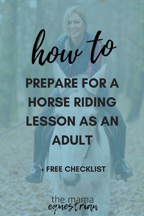 How to Prepare for a Horse Riding Lesson as an Adult JUNE 6, 2018 / THEMAMAEQUESTRIAN When I started riding lessons a few months ago I was starting them off the back of having had owned horses for over 7 years. Admittedly, I hadn’t done a lot of riding in those years but I was lucky in that I already owned a lot of the required equipment and had a fair idea of what to expect from lessons. If you’ve been out of the saddle for a while, or if you’re starting lessons for the first time ever, then Horse Adventure, Horseback Riding Tips, Horseback Riding Lessons, Horse Lessons, Jump Training, Dressage Training, Horse Information, Horse Knowledge, Riding School