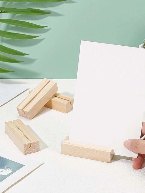 5pcs Wooden Place Card Holder | SHEIN UK Wooden Place Card Holders, Place Card Holder, Place Card, Place Cards, Card Holders, Thank You Cards, How To Find Out, Card Holder, Place Card Holders