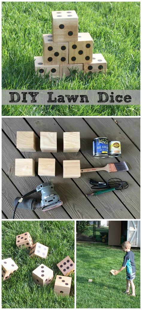 DIY Wooden Lawn Dice - Make your own wooden yard dice, perfect for your next back yard barbeque, tailgate party, beach day, or other outdoor gathering. Play all your favorite classic dice games with these giant wooden dice. Backyard Games Diy, Yard Dice, Diy Yard Games, Outside Games, Diy Lawn, Wooden Dice, Yard Games, Backyard Games, Diy Holz