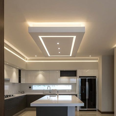 Modern ceiling designs for kitchens thank brings elegance into you kitchen space. Contact our expert for gypsum quote details Kitchen Ceiling Design, Gypsum Ceiling Design, Luxury Ceiling Design, Simple Ceiling Design, Pvc Ceiling Design, New Ceiling Design, Desain Pantry, Interior Ceiling Design, Pop False Ceiling Design