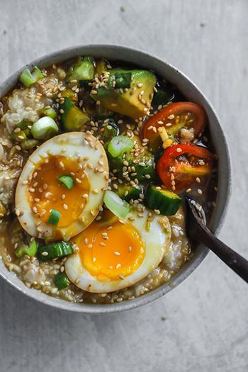 Korean Mayak (Addictive!!) Cucumber, Soft-Boiled Eggs and Avocado with Oats - Unconventional Cooks Eggs And Avocado, Claypot Rice, Runny Eggs, Kimchi Fried Rice, Flavored Rice, Persian Cucumber, Soft Boiled Eggs, How To Cook Eggs, White Rice