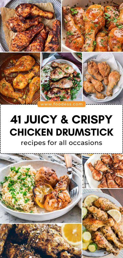 Tired of the same old chicken wings? Try one of these chicken drumstick recipes instead! From classics like fried chicken to new favorites like lemon garlic roasted chicken, there's something for everyone. Whether you prefer them grilled, oven-baked, fried, air-fried, or slow-cooked, I can guarantee that one of these easy chicken drumstick recipes will soon become a go-to favorite. Add them to your weekly rotation or serve them as an appetizer for parties. Find the recipes on my blog. Best Chicken Drumstick Recipes, Best Chicken Drumsticks, Easy Chicken Drumstick Recipes, Chicken Drumsticks Oven, Drumstick Recipes Oven, Baked Curry Chicken, Garlic Roasted Chicken, Fried Drumsticks, Baked Drumsticks