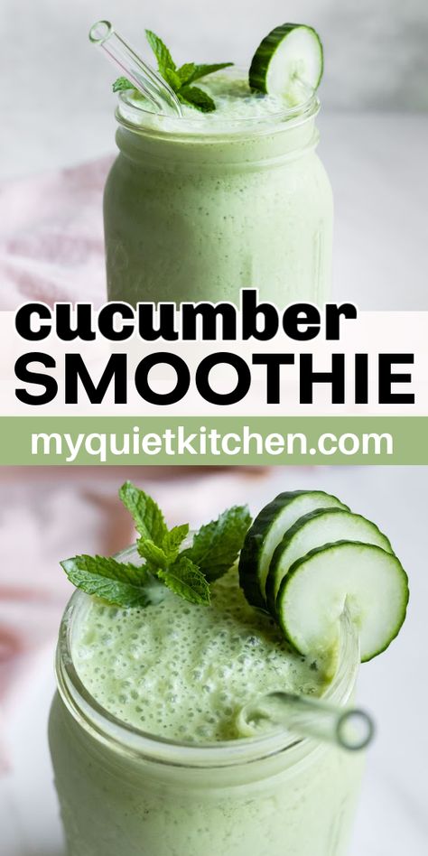 Smoothie With Spinach, Tofu Smoothie, Cursed Doodles, Morning Smoothie Recipes, Cucumber Drink, Plant Based Smoothies, Cucumber Smoothie, Coconut Milk Smoothie, Dairy Free Protein