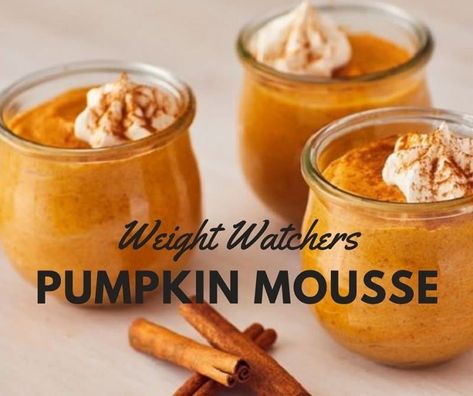 Weight Watchers Cake, Weight Watchers Pumpkin, Pumpkin Fluff, Pumpkin Puree Recipes, Low Cal Dessert, Weight Watchers Meal Plans, Pumpkin Mousse, Pumpkin Pie Smoothie, Weight Watchers Snacks