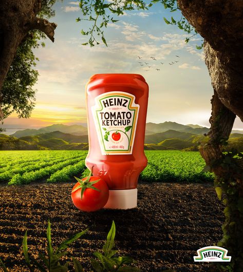 Photoshop Tricks, Digital Advertising Design, Heinz Tomato Ketchup, Honey Packaging, Creative Advertising Design, Food Graphic Design, Food Poster Design, Tomato Ketchup, Social Media Design Inspiration