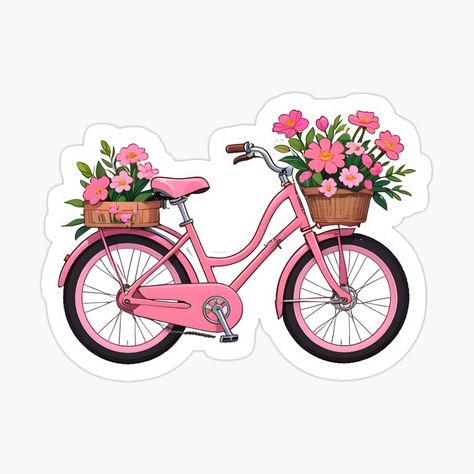 Get my art printed on awesome products. Support me at Redbubble #RBandME: https://www.redbubble.com/i/sticker/Pink-Bicycle-with-Flowers-by-natalielaf/160934536.EJUG5?asc=u Bicycle With Flowers, Pink Bicycle, Sticker Design Inspiration, Pink Bike, Bike Stickers, Paper Patterns, Sticker Ideas, Travel Stickers, Floral Stickers