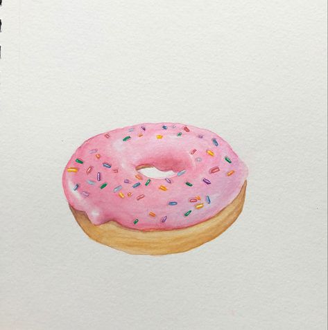 Doughnut Watercolor, Doughnut Drawing, Doughnut Illustration, Highlighter Drawings, Watercolor Popsicles, Doughnut Art, Summer Invite, Donut Watercolor, Donut Painting