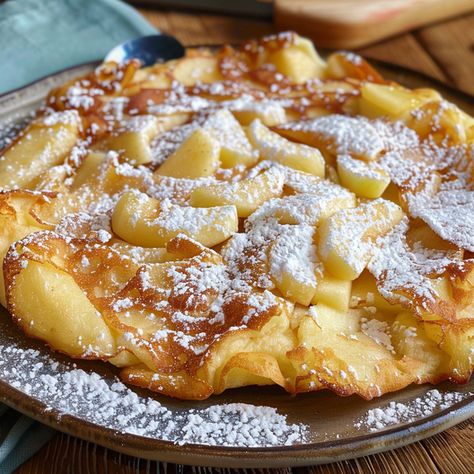 German Apple Pancake German Apple Pancake Recipe, German Apple Pancake, Apple Pancake Recipe, German Pancakes Recipe, Sliced Apples, Apple Pancakes, Cooked Apples, What's For Breakfast, Breakfast Pancakes