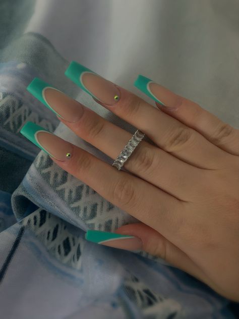 Tiffany inspired color French Long Nails, Tiffany Nails, Long Nails, Stylish Nails, Mint, Nails, Color