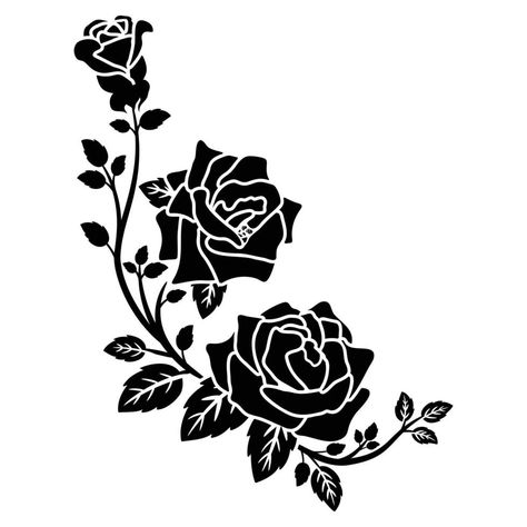 Rosa Vector, Black Rose Flower, Bags Patterns, Diy Bags Patterns, Vector Flowers, Flower Motif, Crewel Embroidery, Vinyl Designs, Border Design