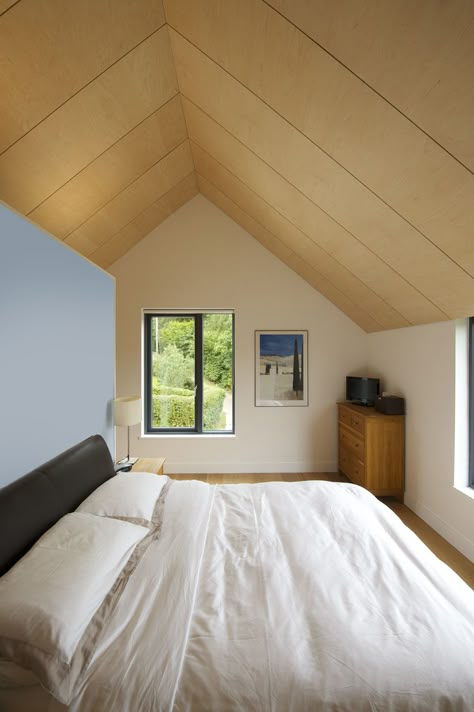 Birch ply ceiling by Penton Architects Plywood Interior Walls, Birch Plywood Interior, Ply Ceiling, Plywood Ceiling, Barn House Interior, Interior Cladding, Plywood Interior, Plywood Walls, Attic Design