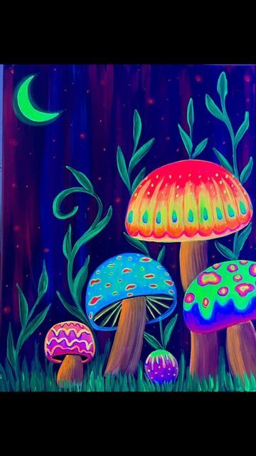 Neon Forest, Magic Painting, Mushroom Magic, Canvas Painting Landscape, Forest Painting, Painting Landscape, Artist On Instagram, In The Forest, Personalities