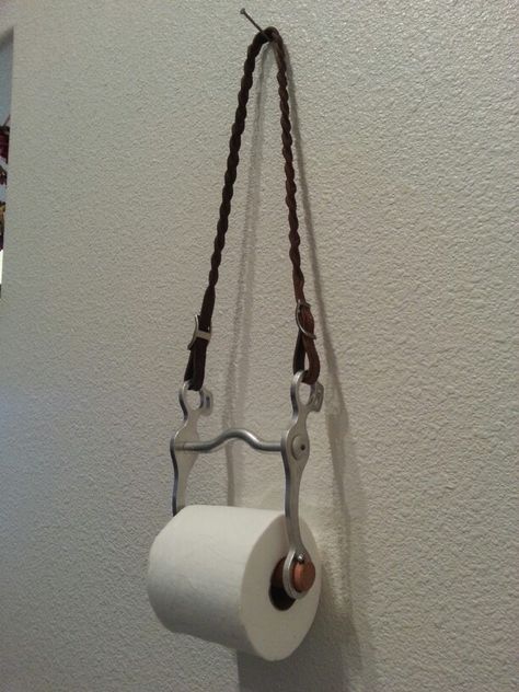 Repurposed Bit - western toilet paper holder Equestrian Bedroom, Western Toilet, Toilet Paper Holder Wall, Toilet Paper Roll Holder, Shop Buildings, Decor Storage, Paper Holders, Western Homes, Horse Bits