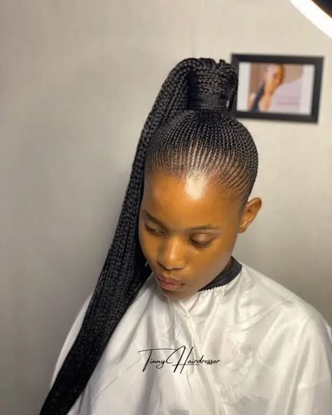 Micro Braids: All You Need to Know About this Coiffure – Svelte Magazine Straight Up Hairstyles Braids African, Free Hand Hairstyles, Latest Ghana Weaving Hairstyles, Braided Ponytail Black Hair, Ghana Braids Cornrows, Straight Up Hairstyles, Weaving Hairstyles, Small Cornrows, Latest Braided Hairstyles