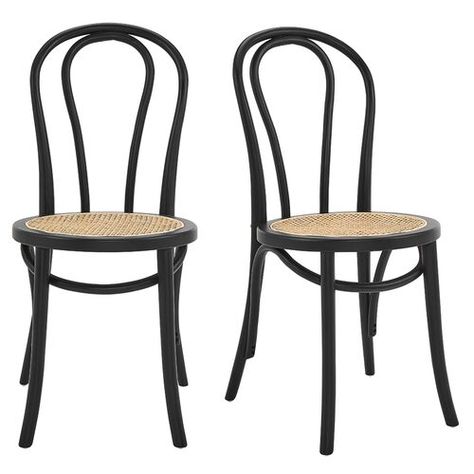 S/2 Nico Side Chairs, Matte Black Cane Dining Chairs, French Bistro Chairs, Parisian Bistro, Pair Of Chairs, Black Dining Chairs, Leather Club Chairs, Perfect Chair, Black Chair, French Bistro