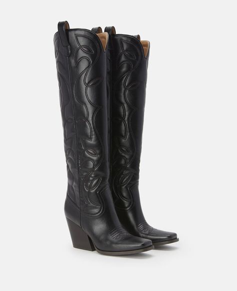 Cowboy Boots-Black-large Cowboy Boots Black, Stella Mccartney Shoes, Black Cowboy Boots, Jewelry Magazine, Black Cowboy, Autumn 2022, Cuban Heels, Pierre Hardy, Cowboy Style