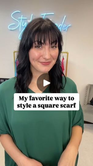 3.3K views · 21 reactions | my favorite way to style a square scarf | I’ve had so much fun creating this #scarfspiration series! Which is your favorite so far? | By StyleFinder Boutique | Facebook Style A Square Scarf, How To Wear A Square Scarf, Square Scarf How To Wear A, Square Scarf Tying, Scarf Tying, Silk Scarves, Square Scarf, My Favorite, Boutique