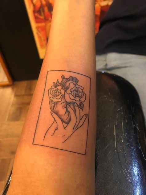 Tattoo In Rectangle, Rectangle Tattoo Design, Rectangle Tattoo, Square Tattoo, Heart Roses, Ankle Tattoos For Women, Ankle Tattoos, Tat Ideas, Ankle Tattoo