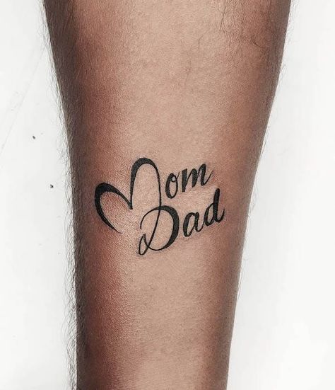 Mom dad tattoo by @guntur_guns_tattoos Tattoos For Parents That Have Passed, Tattoos For Ur Mom, Tattoos To Honor Parents, Step Dad Tattoos For Daughter, Parents Memorial Tattoo Ideas, Dad In Heaven Tattoo, Mom Dad Daughter Tattoo, Parent Memorial Tattoo Ideas, Father Mother Tattoo