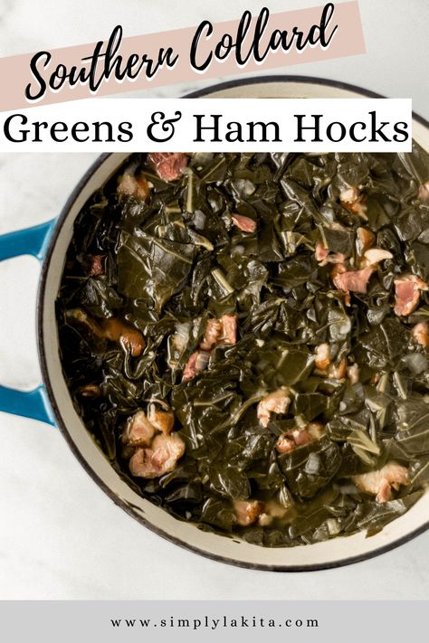 Collard Greens Recipe Ham Hock, Crockpot Collard Greens, Southern Collard Greens Recipe, Smoked Ham Hocks, Greens Recipe Soul Food, Recipe With Ham, Ham Hock Recipes, Southern Collard Greens, Ham Hocks