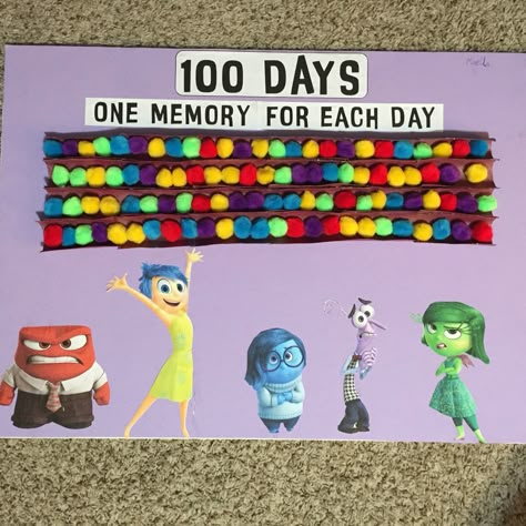 Inside Out 100 days of school project idea. Love how this turned out!! Best 100 Days Of School Ideas, 100 Days Collection Ideas, 100 Day Of School Collection, 100 Days Of School Toy Story, 100 Days Of School Ideas Prek, 100th Day Of School Theme, 100 Days School Ideas, 100 Days At School Ideas, 100 Days Of School Theme