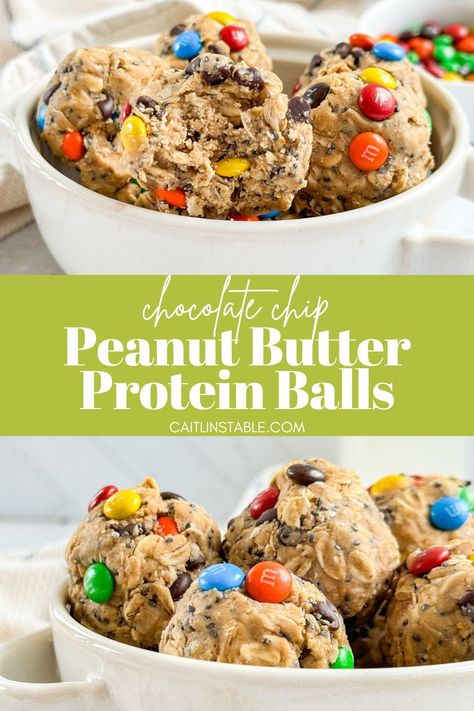 These chocolate chip peanut butter protein balls are easy to make, healthy and high in protein! Made with healthy ingredients like peanut butter, oats, chia seeds, protein powder, and honey, these energy balls are the best healthy snack ideas. Perfect for work, kids and on the go. Find these chocolate chip peanut butter protein balls on the blog! Peanut Butter Choc Chip Protein Balls, Protein Balls With Macros, Confetti Protein Balls, Nut Butter Protein Balls, Peanut Butter Balls Protein, Protein Breakfast Balls, Choc Chip Protein Balls, Protein Balls Without Peanut Butter, Cake Batter Protein Balls