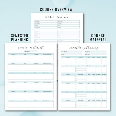 Blue Student College School Study Semester Grades Tuition Class Planner Tracker Notes Cornell  Printable  Instant Download PDF   Bundle  Letter This planner is a great tool to plan and track assignments, grades, tuition, passwords, courses, exams and much more.  Bundle will include 8 inserts in a high quality digital PDF file ready to print:  1. Cover Page 2. Year At A Glance Planner 3. Blank Monthly Planner (12 Pages Jan - Dec) 4. Weekly Planner 5. Class Schedule Planner 6. Password Tracker 7. Class Schedule Planner, Notes Cornell, Class Planner, At A Glance Planner, How To Overcome Laziness, Tuition Classes, Time Management Techniques, Planner Tracker, Star Students