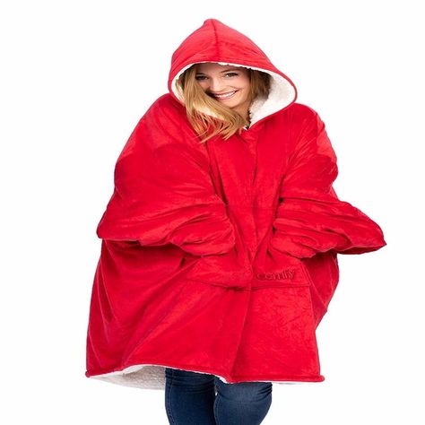 The Comfy, an oversized blanket hoodie sweatshirt lined with fleece sherpa that's so cozy, you'll want to wear it day in and day out. Red Oversized Hoodie, Blanket Sweatshirt, Big Hoodies, Sweatshirt Blanket, Oversized Blanket, The Comfy, Oversized Flannel, Blanket Hoodie, Hoodie Blanket