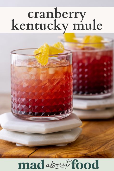 Bourbon Mule, Bourbon Drinks Recipes, Cranberry Moscow Mule, Kentucky Mule, Unsweetened Cranberry Juice, Mule Recipe, Bourbon Drinks, Liqueurs Recipes, Boozy Drinks