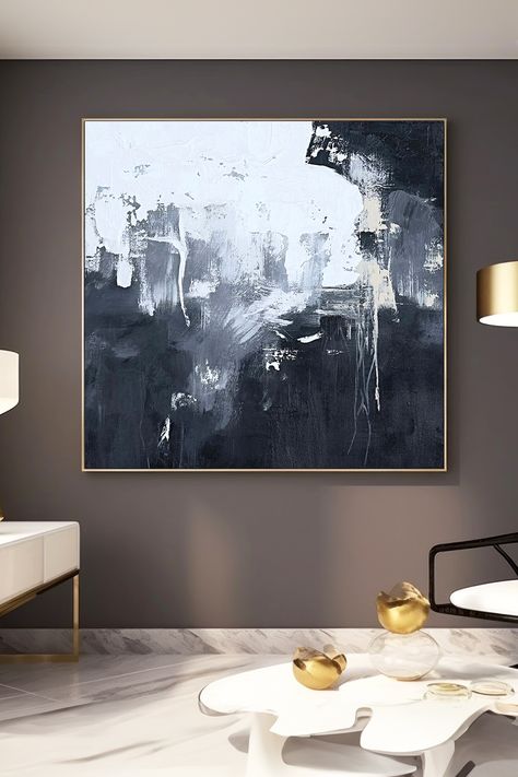 Original handmade black and white abstract painting with bold brushstrokes and dynamic textures Black And White Abstract Painting, White Abstract Painting, Palette Knife Art, Knife Art, Handmade Wall Art, Contemporary Interiors, Handmade Artwork, Black And White Abstract, Hand Painting Art