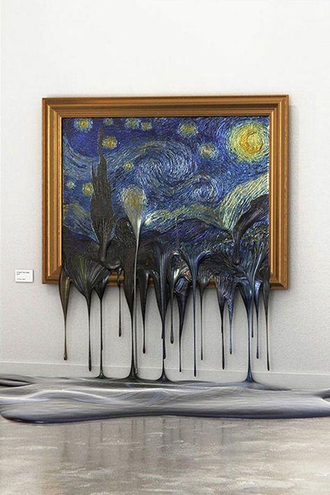 Burned Canvas Art, 3d Art On Canvas, Melting Painting, Melting Art, معرض فني, Galleria D'arte, Painting 3d, Art Parody, Interactive Art