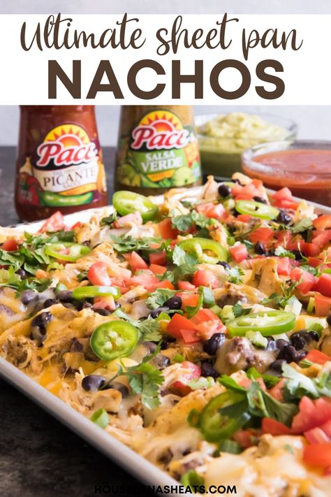 Sheet Pan Nachos Recipe, Football Party Snacks, Super Bowl Party Snacks, Super Nachos, Ultimate Nachos, Best Superbowl Food, Sheet Pan Nachos, Pan Nachos, Slow Cooker Salsa